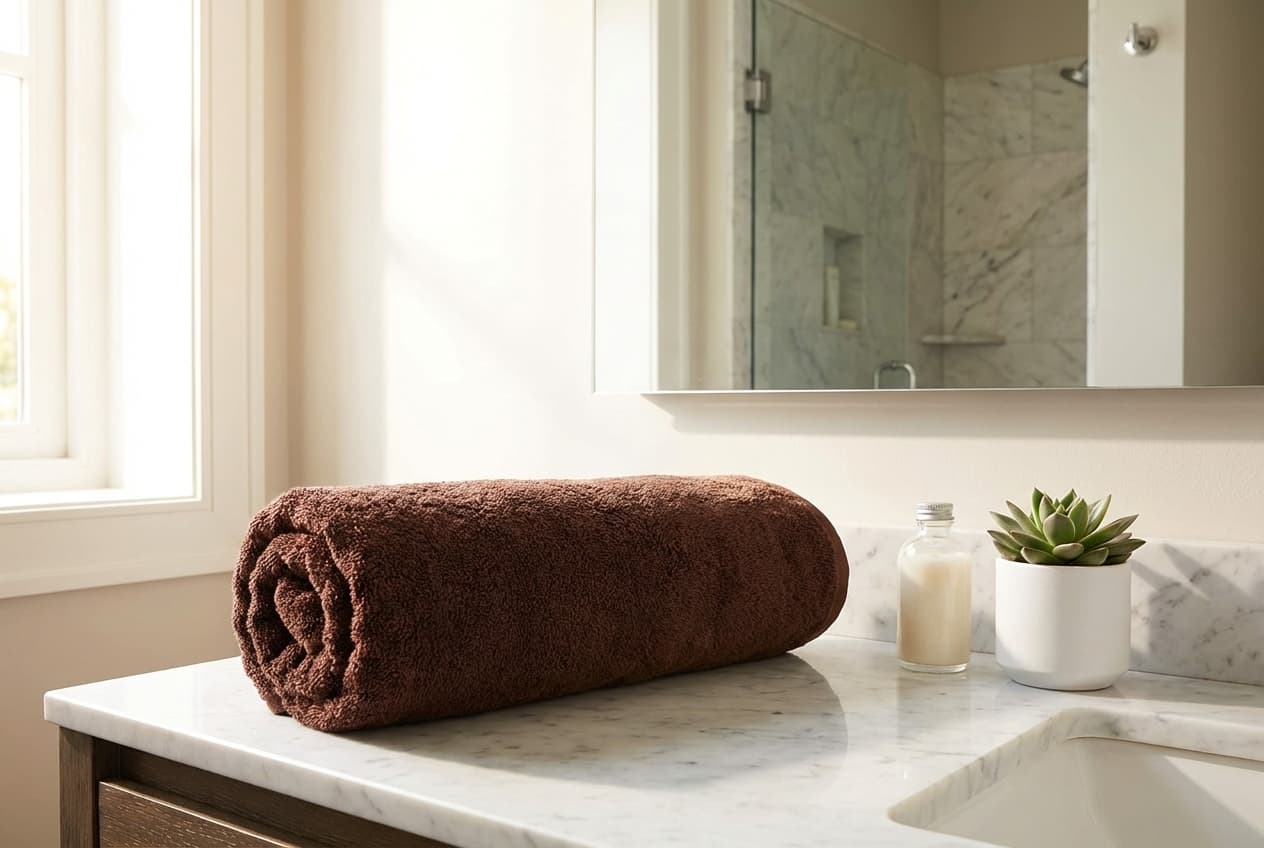 Capri/Gina Badetuch – Capri/Gina Badetuch in Braun – 100% Baumwolle, exklusives Frottiergewebe – modern hotel bathroom – Webere...