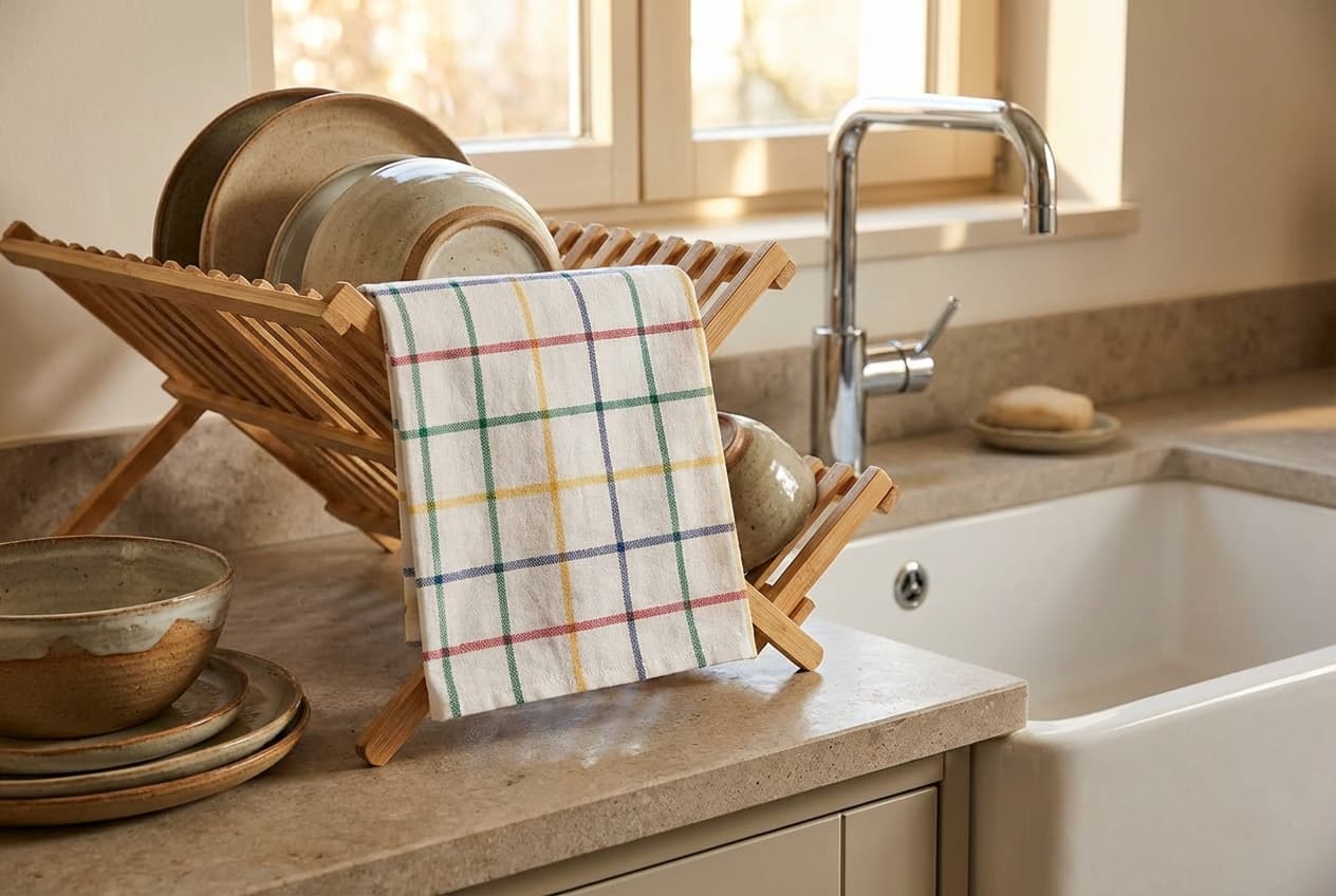 Paris/Lisa Geschirrtuch – Paris Lisa Geschirrtuch in Grün – Saugfähiges Baumwollgewebe für die Küche – Kuechenbereich – Weberei...