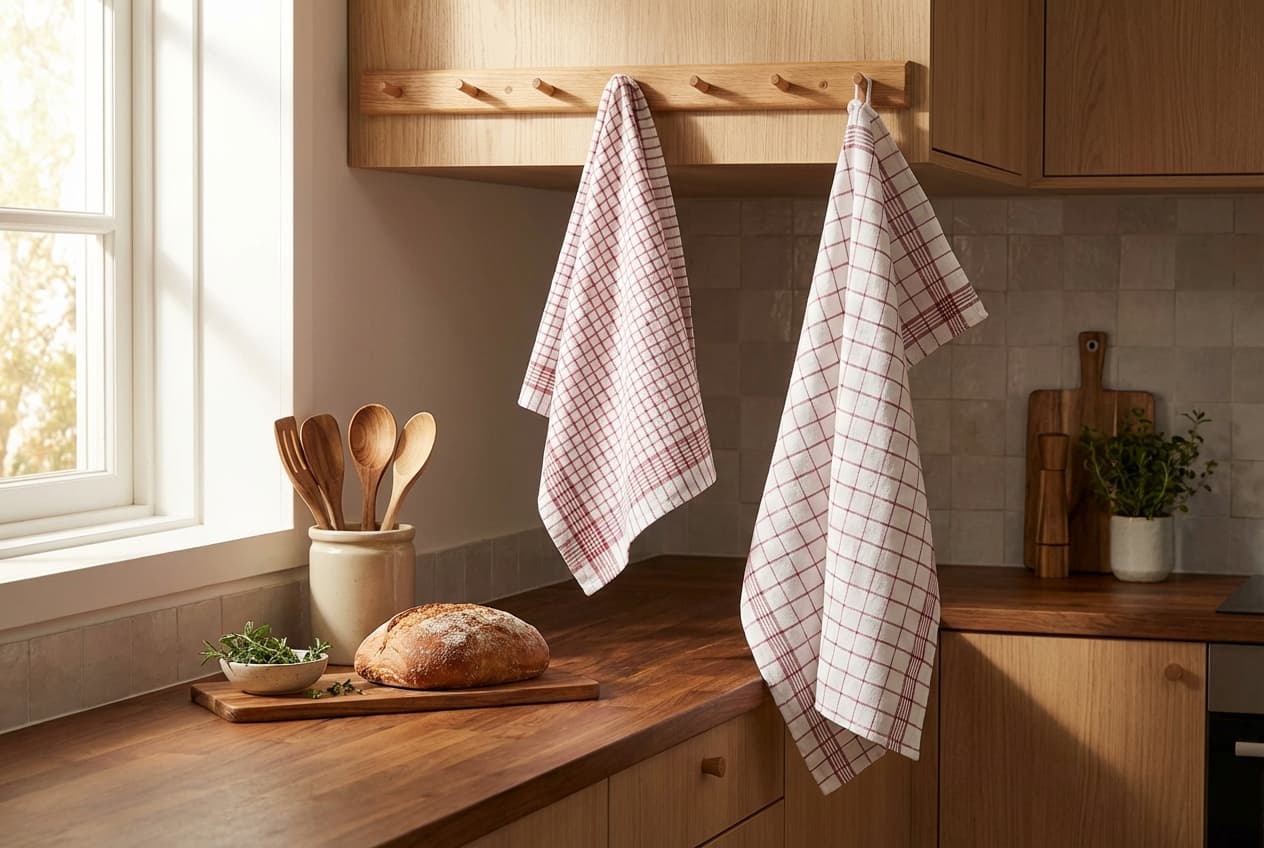 Paris/Diana Geschirrtuch – Paris Diana Geschirrtuch in Rot – 100% Baumwolle, kariertes Design – Kueche – Weberei Pahl