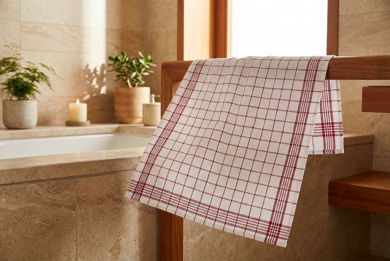 Paris/Diana Geschirrtuch – Paris Diana Geschirrtuch 60x80 cm in Rot, 100% Baumwolle – spa-like bathroom – Weberei Pahl