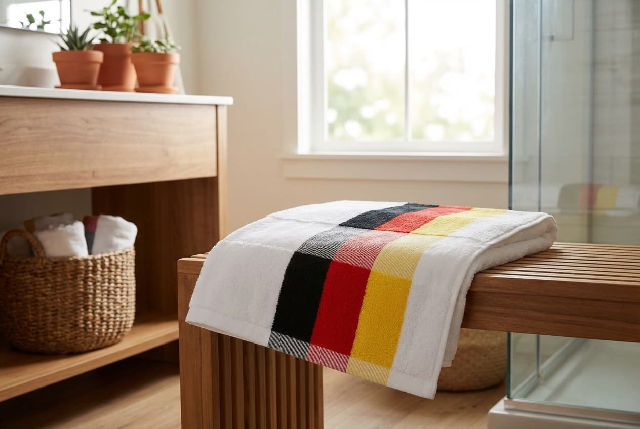 Liegetuch Deutschland – Liegetuch Deutschland personalisierbar 70x200 cm – cozy home bathroom – Weberei Pahl